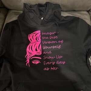 Black Hoodie with Pink Graphic Design